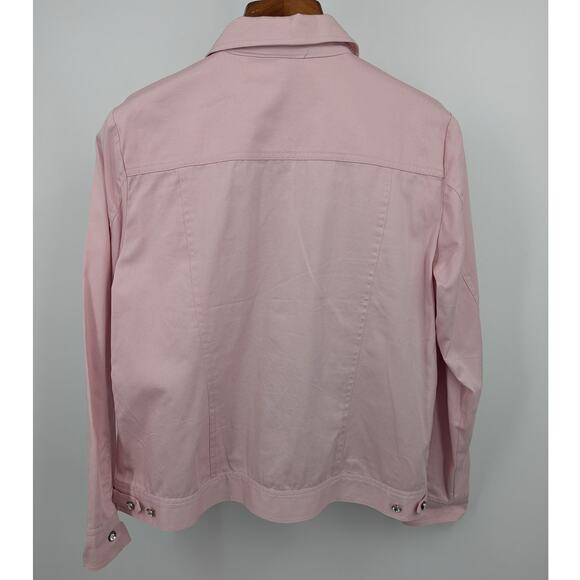 Vintage Pink Rhinestone 100% Denim Jean Jacket Size XL Coastal Cowgirl Western - Picture 3 of 4